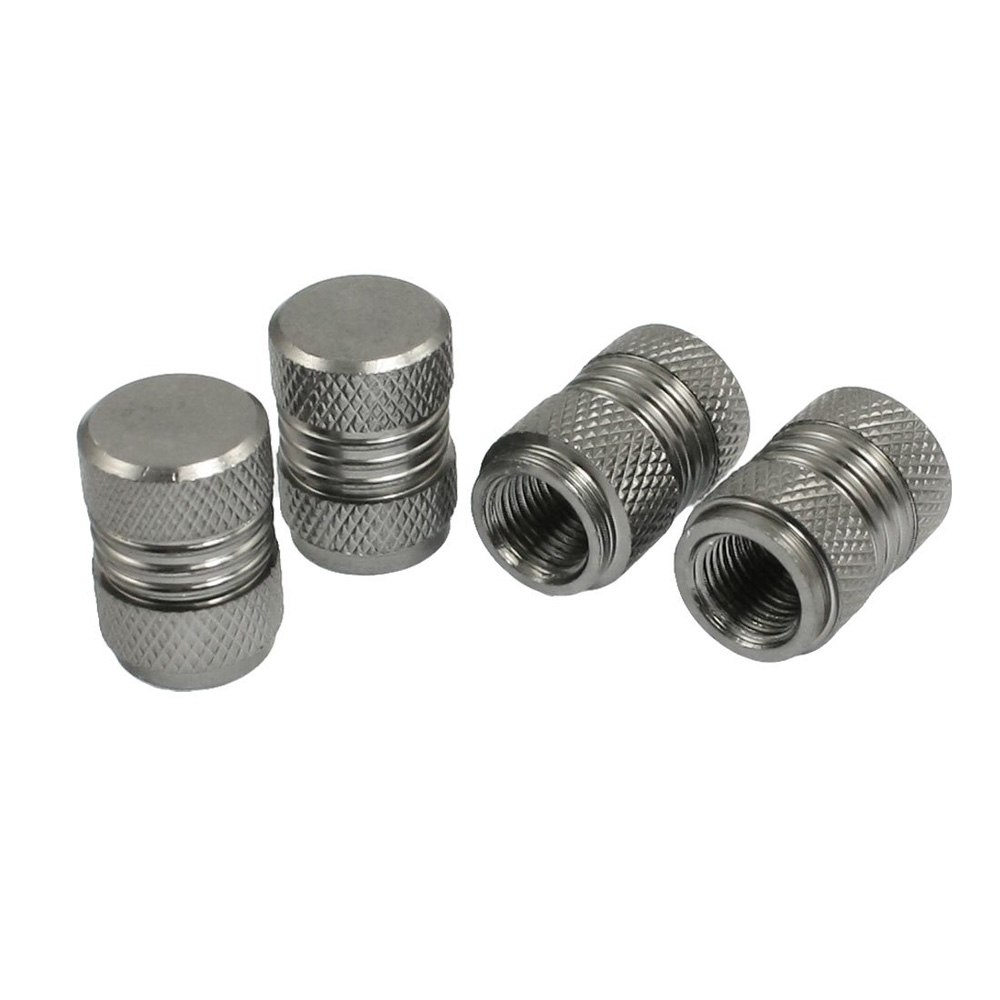 4 pcs Dark Gray Alloy Car Bicycle Tire Tyre Wheel Valve Dust Caps Covers