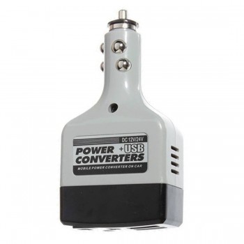 Car Charger Mobile Power Inverter Adapter DC 12V/24V Converter Plug + USB