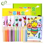 12Pcs/lot Kids DIY Sand Painting Toy Children Drawing Board Sets BubbleSand Handmade Picture Paper Craft Sand Draw Art GYH