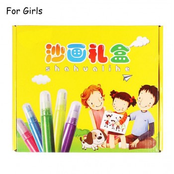 12Pcs/lot Kids DIY Sand Painting Toy Children Drawing Board Sets BubbleSand Handmade Picture Paper Craft Sand Draw Art GYH