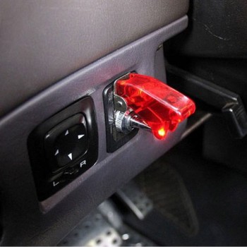 12V 20A Car Auto Red Cover LED Light SPST Toggle Rocker Switch Control On/Off Aircraft Missile Style Flip Up Cover Button