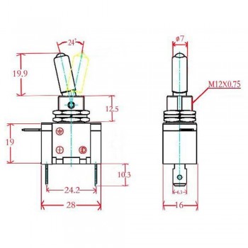 12V 20A Car Auto Red Cover LED Light SPST Toggle Rocker Switch Control On/Off Aircraft Missile Style Flip Up Cover Button