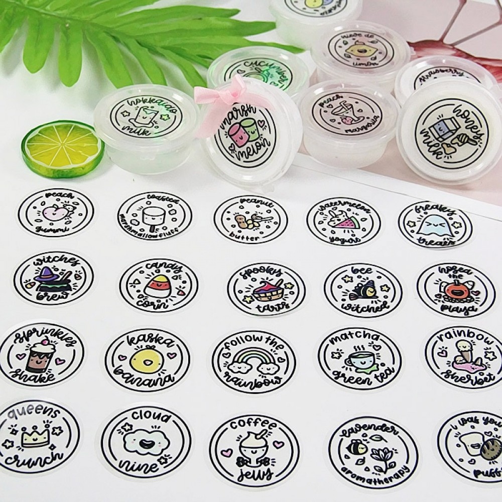 Happy Monkey 5 sheet/Pack Transparent Stick Figure Stickers For Slime Box Cartoon Slime DIY Accessories Gift Toy For Kids Adults