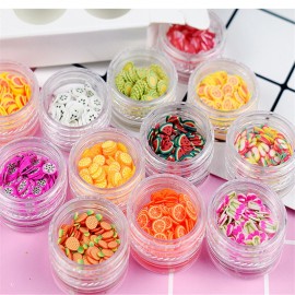12 pcs/Set Fruit Slices Filler For Nails Art Tips/Balls Slime Fruit For Kids DIY Slime Accessories Decor Fruit Polymer Clay Toy
