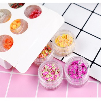 12 pcs/Set Fruit Slices Filler For Nails Art Tips/Balls Slime Fruit For Kids DIY Slime Accessories Decor Fruit Polymer Clay Toy