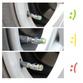 4x Tire Pressure Monitor Valve Stem Cap Sensor Indicator 3 Color Eye Alert