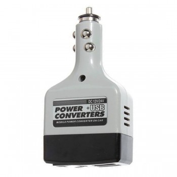 Car Charger Mobile Power Inverter Adapter DC 12V/24V Converter Plug + USB