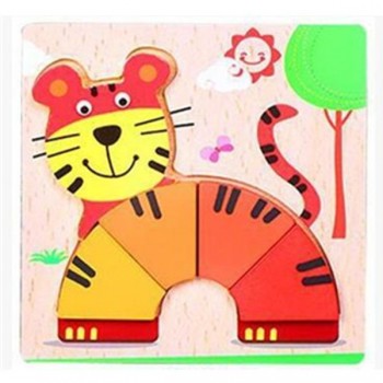 Montessori Toys Educational Wooden Toys for Children Early Learning 3D Cartoon Animal Puzzle Intelligence Jigsaw