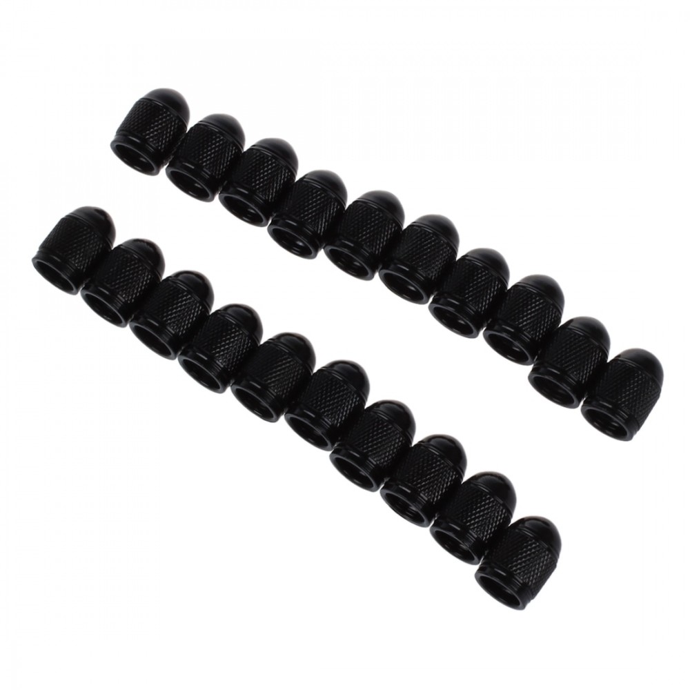 Car Auto Solid Black Alloy Tire Tyre Valve Covers Caps 20 pcs