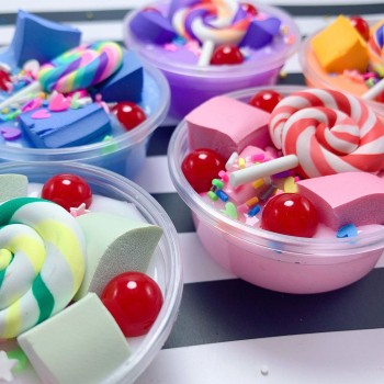 Clay Slime DIY Soft Cotton Cloud Slime Fluffy Cute Lollipop Butter Slime DIY Stress Relief Children Kid Funny Toy Gift M1231