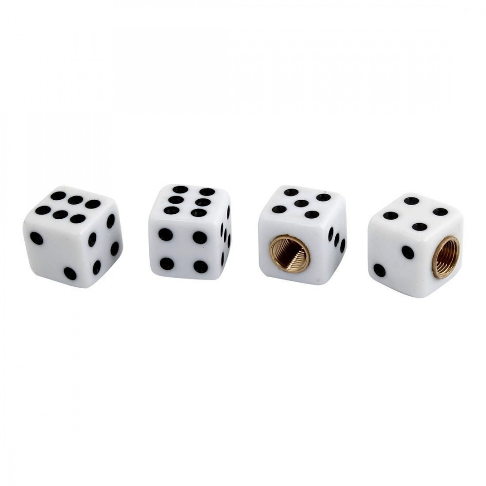 4 Pcs Car Vehicle Dice Design Tire Valve Wheel Stem Caps Covers