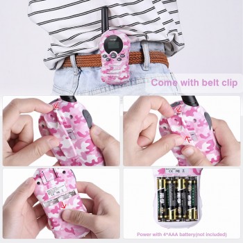 2pcs Pink Camouflage Mobile Radio 22 Channel Kids Walkie Talkies FRS/GMRS 462/467MHZ Two Way Radio Handheld Interphone