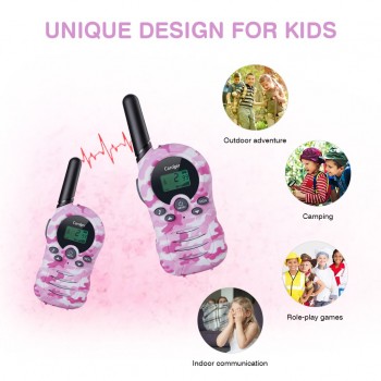 2pcs Pink Camouflage Mobile Radio 22 Channel Kids Walkie Talkies FRS/GMRS 462/467MHZ Two Way Radio Handheld Interphone