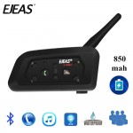 Motor Helmet Intercom 850mAh Bluetooth Motorcycle Communicator Helmet Intercom Headset with Mic 1200m Interphone for 6 Riders