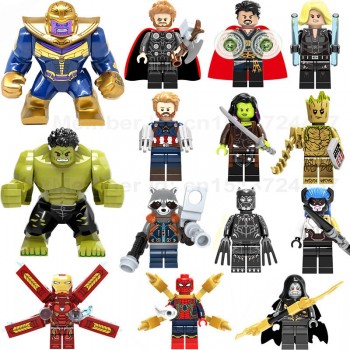 Super Heroes lEGOED Marvel Avengers Infinity War Iron Man Thanos Thor Black Panther Falcon Gamora Hulk Building Blocks toy