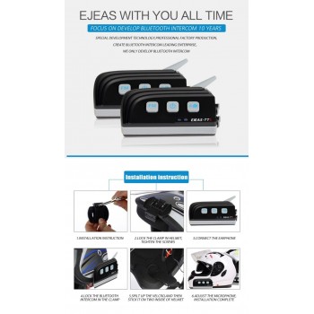 Interphone headsets 2 PCS TTS 2000m Max Dual Bluetooth 4.0 Interphone Headsets for Motorcycle Helmet Max Support Four Riders FM