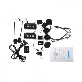 Interphone headsets 2 PCS TTS 2000m Max Dual Bluetooth 4.0 Interphone Headsets for Motorcycle Helmet Max Support Four Riders FM
