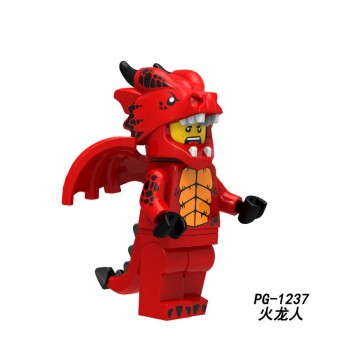 For legoing 18 Series Figures Fire dragon racing man Building blocks balloon cake boy Flowerpot girl Lucky Draw Aberdeen Toys