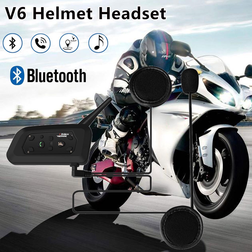 Portable V6 Wireless Bluetooth Intercomunicador Pratical Multi-Interphone Interphone Intercom Helmet Headset 1200m for 6 Riders