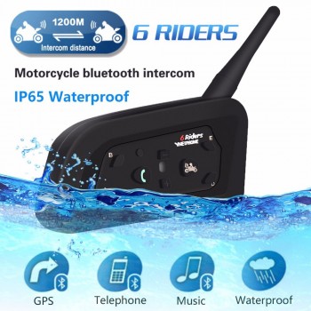 Portable V6 Wireless Bluetooth Intercomunicador Pratical Multi-Interphone Interphone Intercom Helmet Headset 1200m for 6 Riders