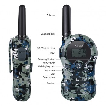 2pcs Caroger CR388A US Standard 22 Channel Kids Handheld Walkie Talkies FRS/GMRS 462/467MHZ Children Two Way Mobile Radios