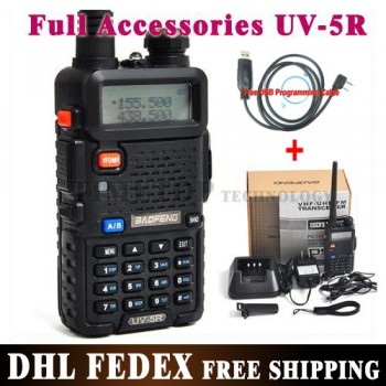 DHL 2 PCS UV-5R UV 5R UV5R Portable Radio Dual Band VHF/UHF 136-174/400-480MHz Transceiver Two Way Radio Walkie Talkie