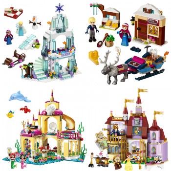 Dream Princess Elsa Ice Castle Princess Anna Assemble Set Model Building Blocks Toys For Girls Compatible With Legoing Friends