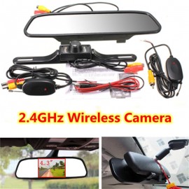 Wireless Reverse Car Rear View Camera 4.3 TFT Rearview Mirror Monitor HD Video Parking LED Night Vision CCD Backup Cameras Kit