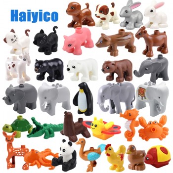 Zoo Model Building Blocks Original big Particles Bricks accessory Toys Compatible with Duplo Animal deer panda Elephant penguin