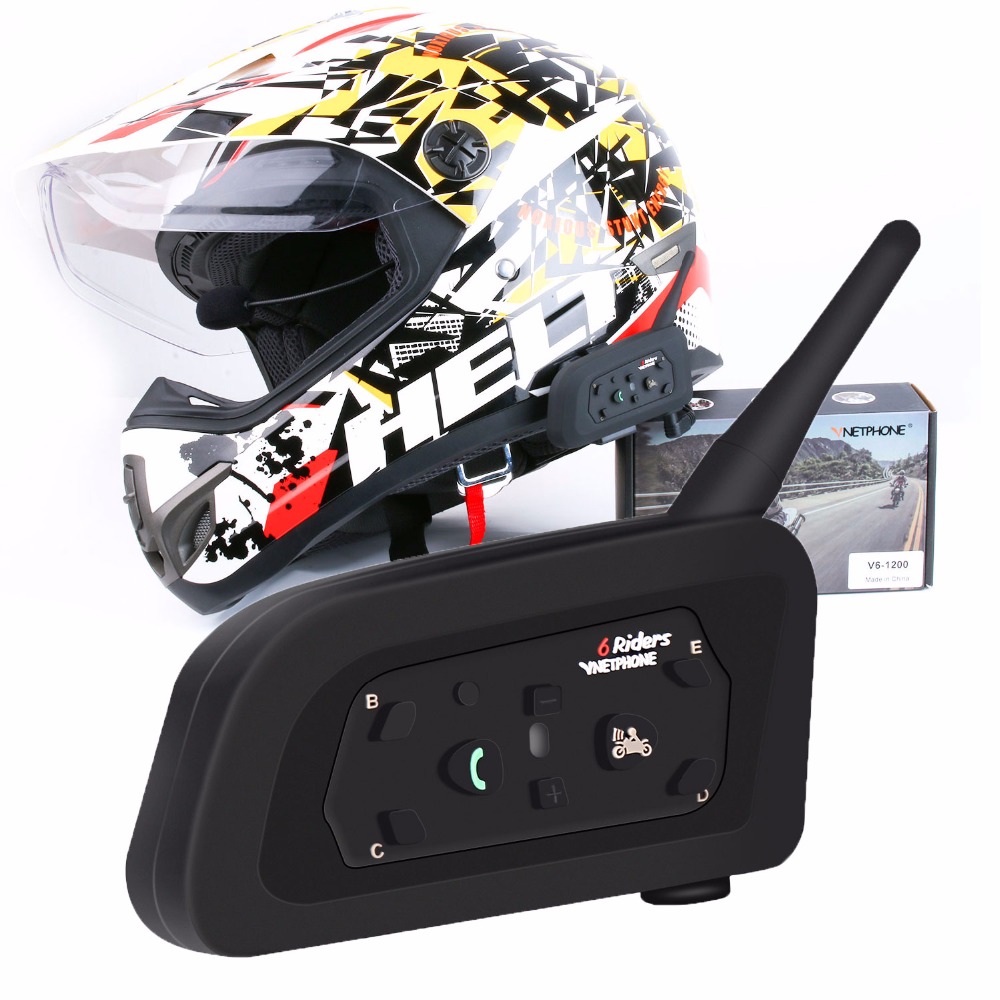 2019 Newest Portable Helmet Headset Intercom Wireless Internal V6 Bluetooth Intercomunicador moto 1200m Interphone For 6 Riders