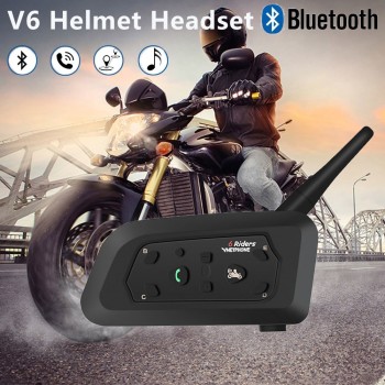 2019 Newest Portable Helmet Headset Intercom Wireless Internal V6 Bluetooth Intercomunicador moto 1200m Interphone For 6 Riders