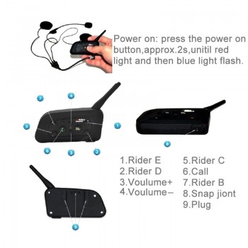 V6C 1200m Bluetooth Interphone Referee Headsets with Sport Armband Case Max Support Six Users
