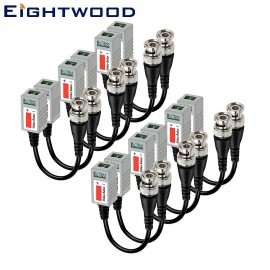 Eightwood  6 PAIRS  Mini HD CCTV Twisted Video Balun  Transmiter and Transceiver Cable With BNC Connector for Comera cb Radio