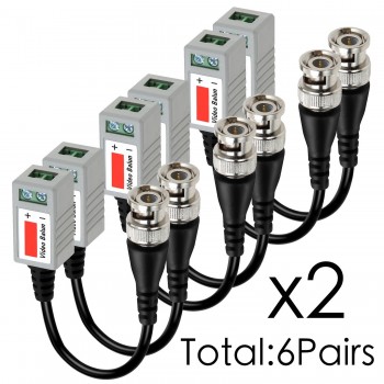 Eightwood  6 PAIRS  Mini HD CCTV Twisted Video Balun  Transmiter and Transceiver Cable With BNC Connector for Comera cb Radio