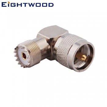 Eightwood   UHF Car Radio Antenna Adapter UHF Plug to UHF Jack Right Angle SO-239 SO239 (5PCS)