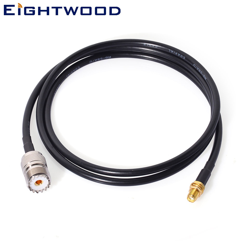 Eightwood Walkie Talkie Mobile Antenna Extension SMA Female Bulkhead to UHF Female SO-239 Pigtail RG58 for Kenwood Baofeng