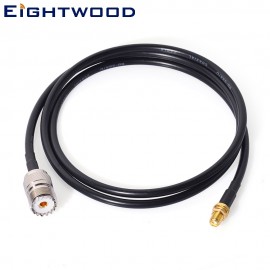 Eightwood Walkie Talkie Mobile Antenna Extension SMA Female Bulkhead to UHF Female SO-239 Pigtail RG58 for Kenwood Baofeng