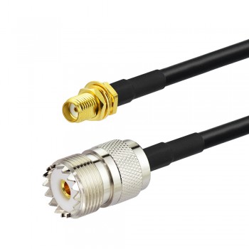 Eightwood Walkie Talkie Mobile Antenna Extension SMA Female Bulkhead to UHF Female SO-239 Pigtail RG58 for Kenwood Baofeng