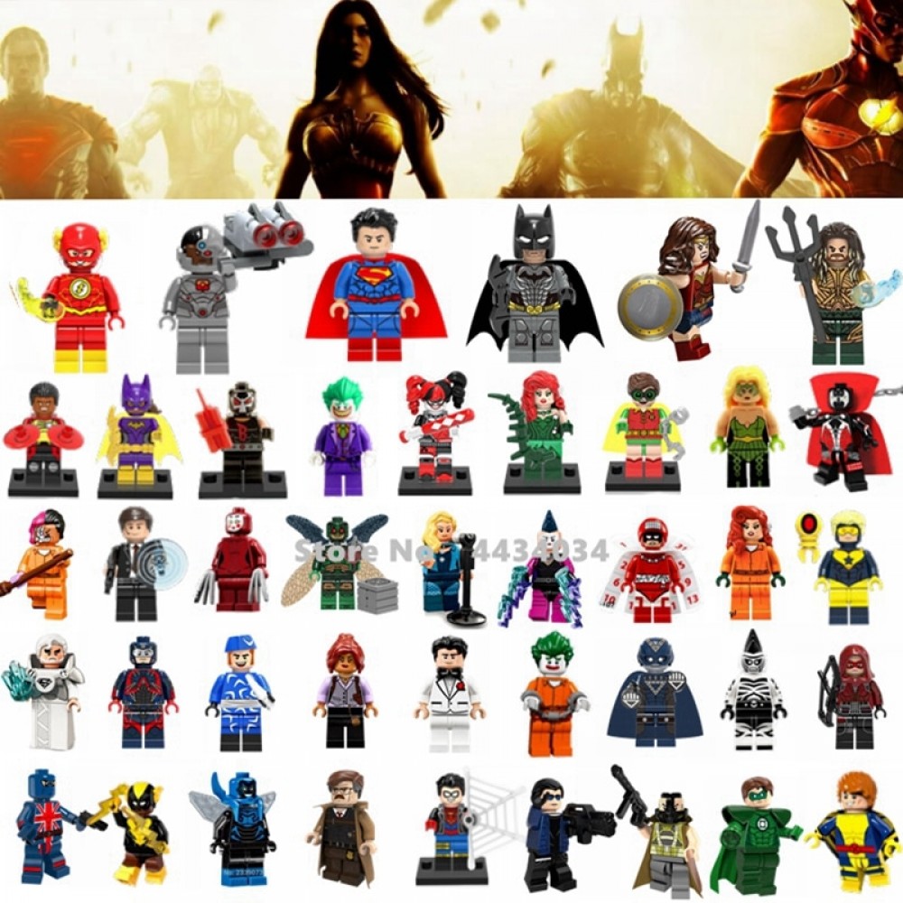 Super Heroes Justice League Figures Toys Superman Wonder Woman Flash Green Lantern Batman Legoings Super Heroes Blocks Toys Kids
