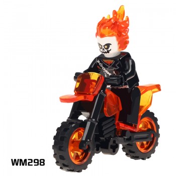 Single Sale WM298 Ghost Rider With Motorcycle Legoing Marvel Avengers Super Heroes Building Blocks Toys for Children Figures