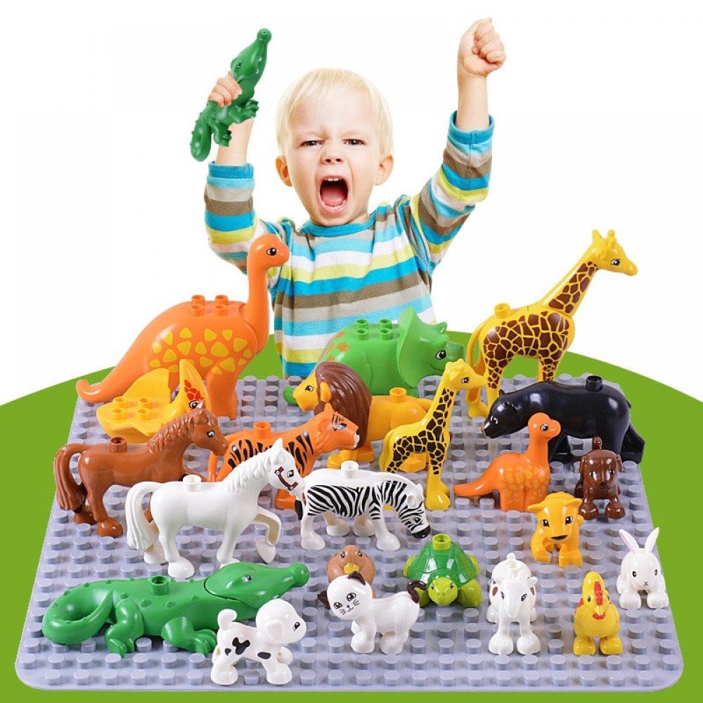 Duplos Animal Model Figures big Building Block Sets Elephant  kids educational toys for children compatible legoe  duploe