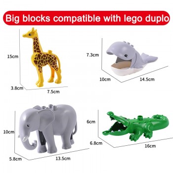 Duplos Animal Model Figures big Building Block Sets Elephant  kids educational toys for children compatible legoe  duploe