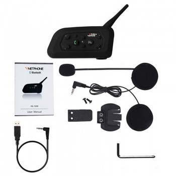 2PCS Pro BT Interphone 1200M Wireless Motorcycle Bluetooth Helmet Intercom headset for 6 Rider