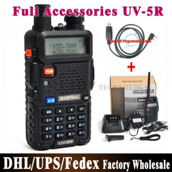 DHL Fedex 60 PCS/lot 100% Genuine UV-5R UV5RE Walkie - Talkie With Headphones Full Accessories