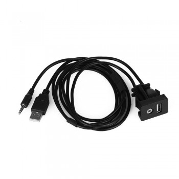Car 3.5mm Universal AUX Cord USB Interface Extension Cable Auto Dash Flush Mount USB Port Plug Rubber Portable cable