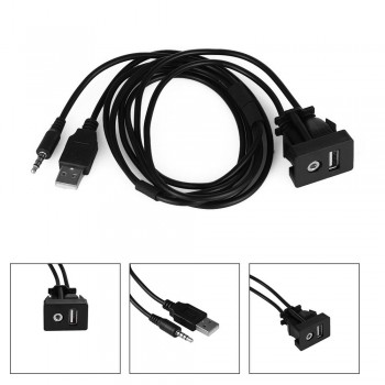 Car 3.5mm Universal AUX Cord USB Interface Extension Cable Auto Dash Flush Mount USB Port Plug Rubber Portable cable