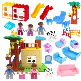Diy Accessories Happy Family Doll House Building Blocks Play Bricks Compatible with Legoingly Duploed Parts Toys for Children