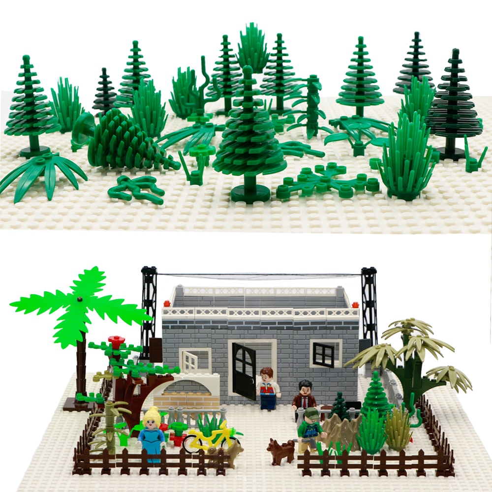 City Military Accessories Building Blocks MOC Weapon DIY Green Bush Flower Grass Tree Plants Toys Friends LegoINGlys City Bricks