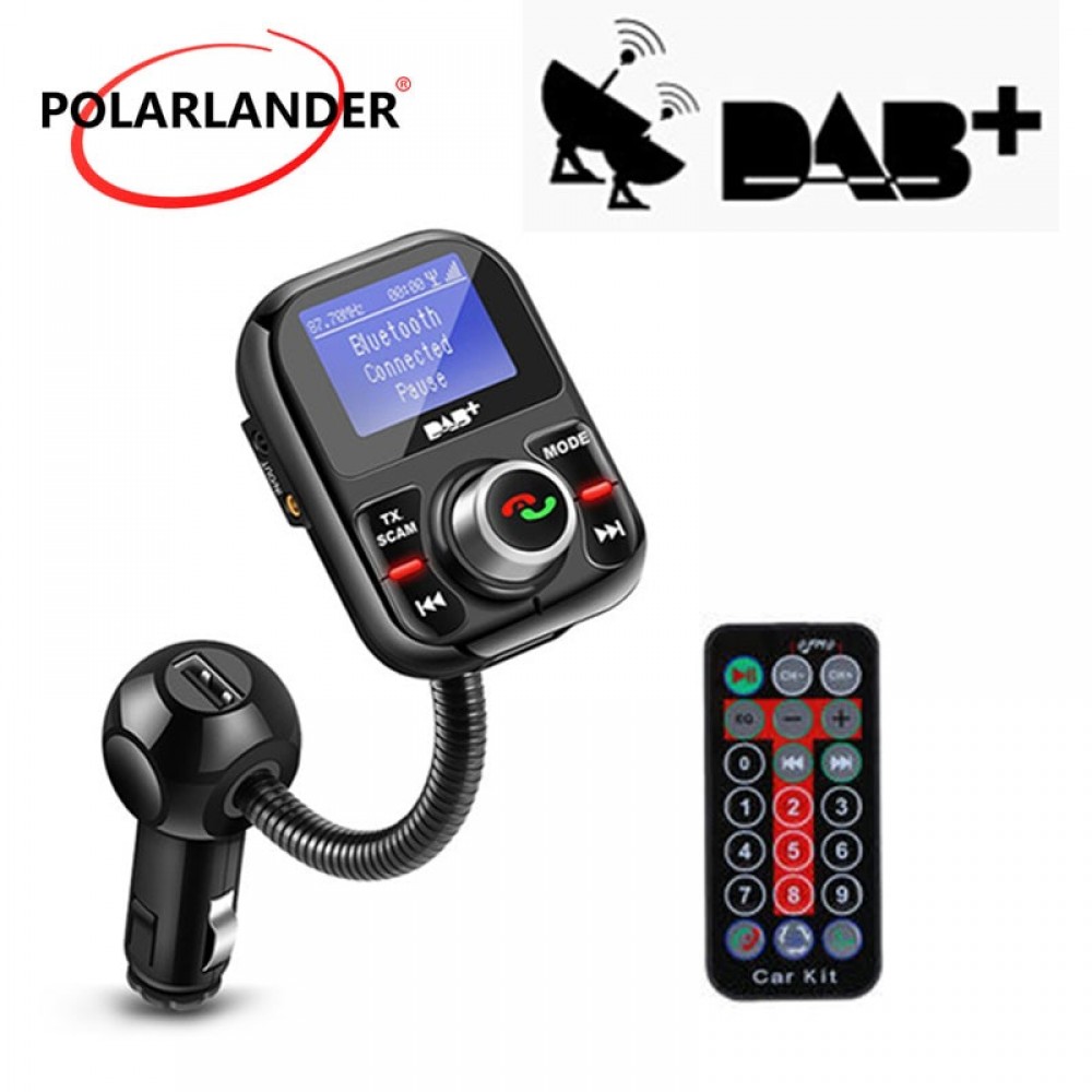 Digital DAB/DAB+ Receiver  Car Kit TF USB MP3 Player Hands free  LCD Display Bluetooth FM Transmitter Antenna Charging Ports