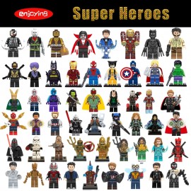 Super Heroes Marvel Figures Aquaman Spiderman Batman Stan Lee Compatible with LEGOing Anime Building Blocks Toys for Childern